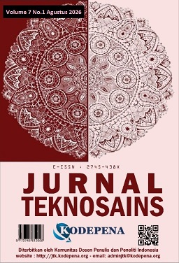 					View Vol. 7 No. 1 (2026): Jurnal Teknosains Kodepena Volume 7 Nomor 1 Agustus 2026
				